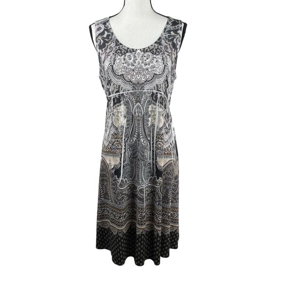 World Unity Women's Midi Dress Large Paisley Sleeveless Rhinestone Embellished - Picture 1 of 10
